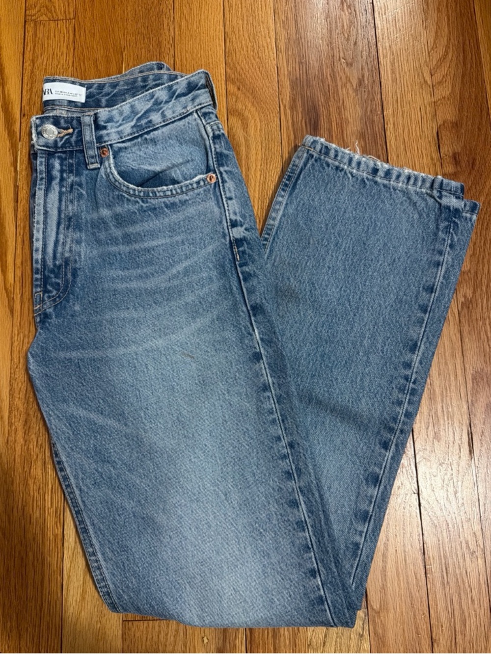 Zara Light Blue Straight Leg Jeans